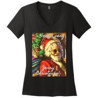 Have A Very Jerry Christmas Garcia Santa Holiday Women's V-Neck T-Shirt