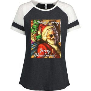 Have A Very Jerry Christmas Garcia Santa Holiday Enza Ladies Jersey Colorblock Tee