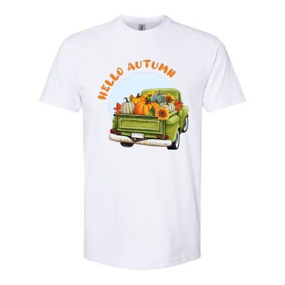 Hello Autumn Vintage Truck And Pumpkins Illustration Softstyle® CVC T-Shirt