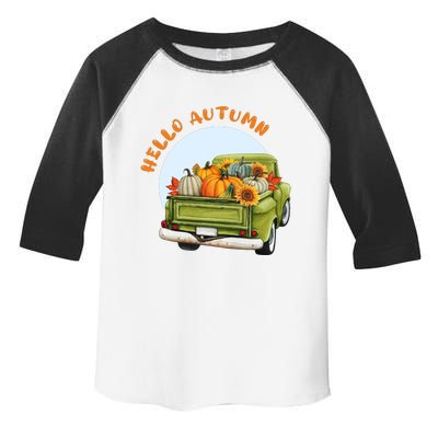 Hello Autumn Vintage Truck And Pumpkins Illustration Toddler Fine Jersey T-Shirt