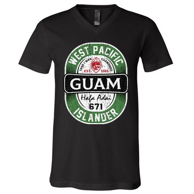 Hafa Adai Vintage Guam V-Neck T-Shirt