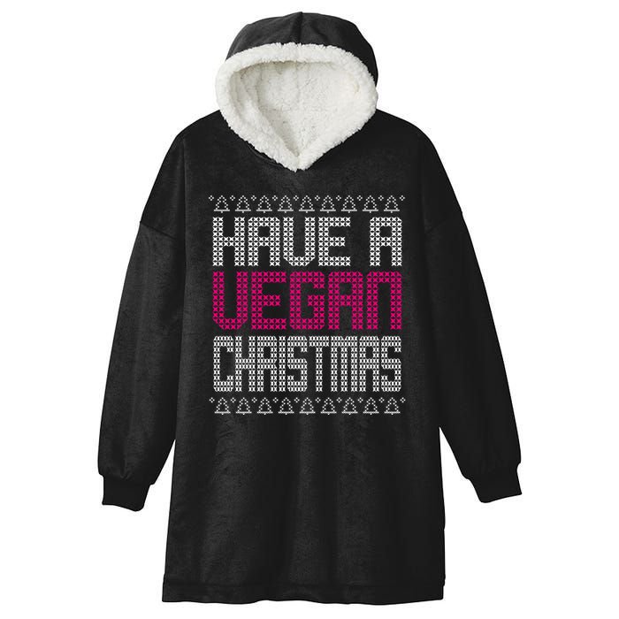 Have A Vegan Christmas Ugly Sweater Hooded Wearable Blanket