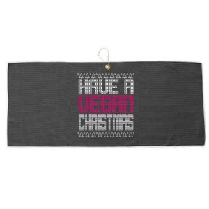 Have A Vegan Christmas Ugly Sweater Large Microfiber Waffle Golf Towel