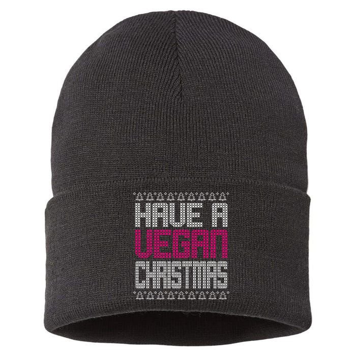 Have A Vegan Christmas Ugly Sweater Sustainable Knit Beanie