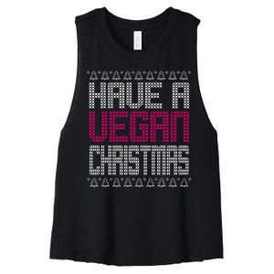 Have A Vegan Christmas Ugly Sweater Women's Racerback Cropped Tank