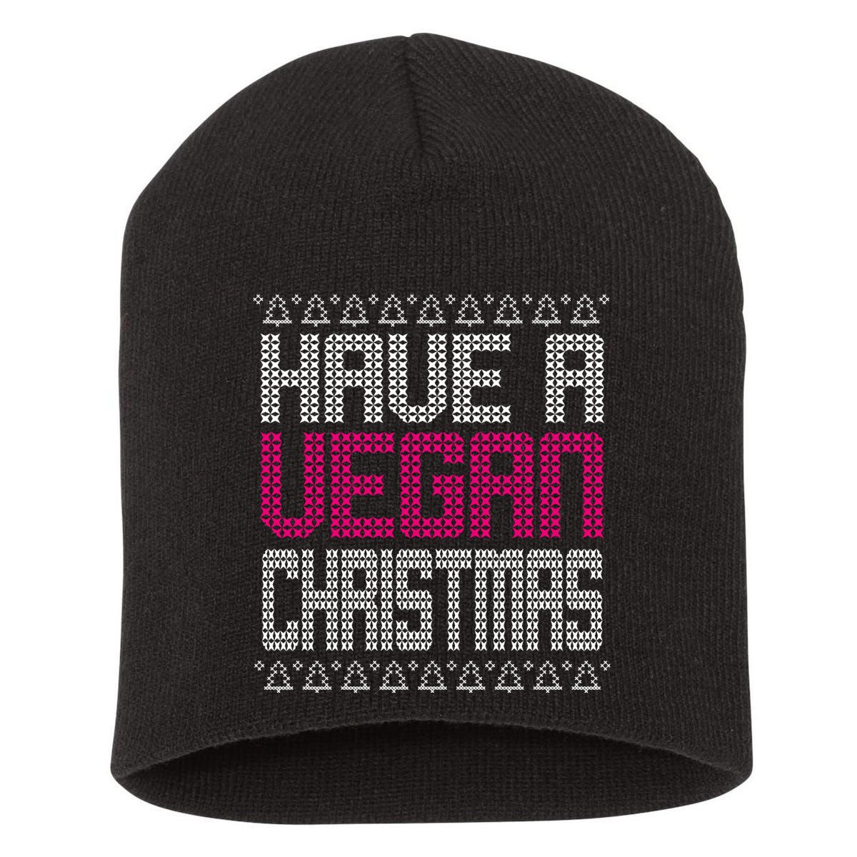 Have A Vegan Christmas Ugly Sweater Short Acrylic Beanie