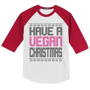 Have A Vegan Christmas Ugly Sweater Kids Colorblock Raglan Jersey