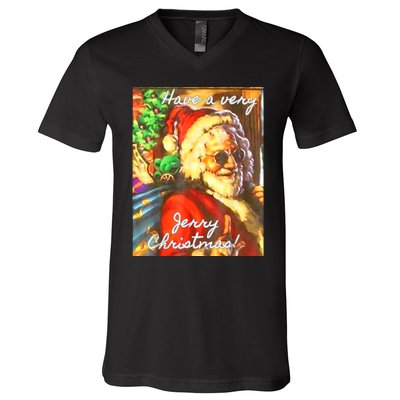 Have A Very Jerry Christmas Garcia Santa Holiday V-Neck T-Shirt