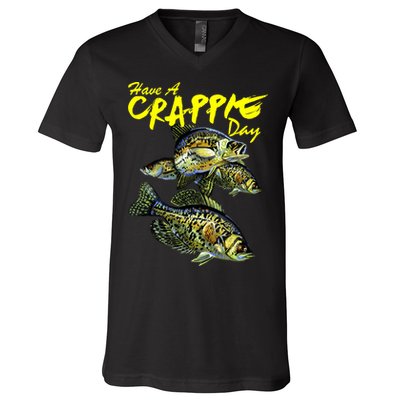 Have A Crappie Day Panfish Funny Fishing  V-Neck T-Shirt
