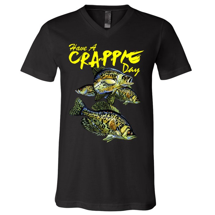 Have A Crappie Day Panfish Funny Fishing  V-Neck T-Shirt
