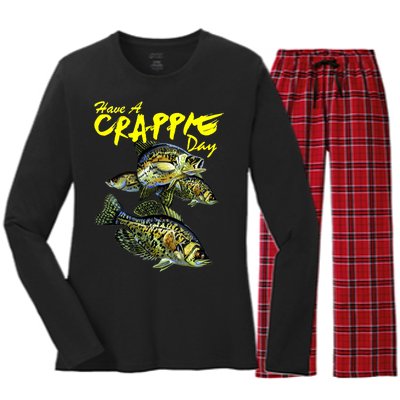 Have A Crappie Day Panfish Funny Fishing  Women's Long Sleeve Flannel Pajama Set 