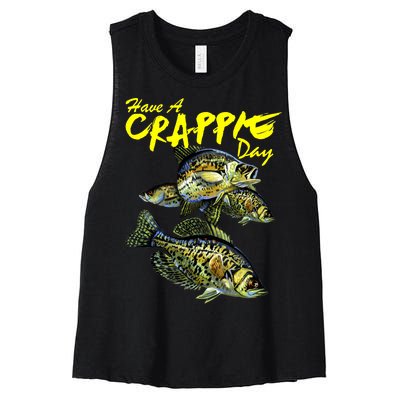 Have A Crappie Day Panfish Funny Fishing  Women's Racerback Cropped Tank