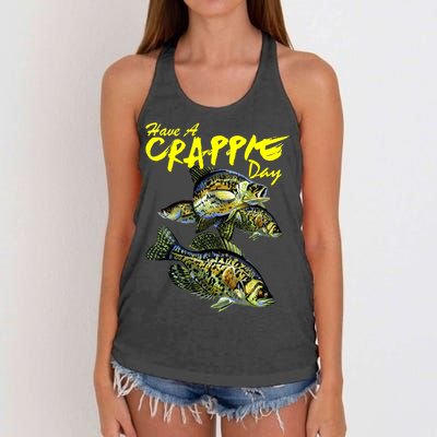 Have A Crappie Day Panfish Funny Fishing  Women's Knotted Racerback Tank