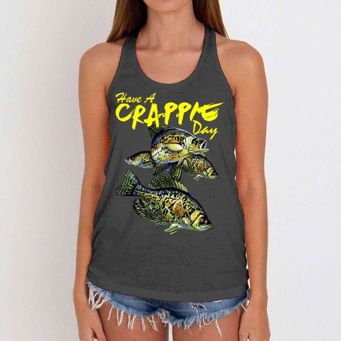 Have A Crappie Day Panfish Funny Fishing  Women's Knotted Racerback Tank