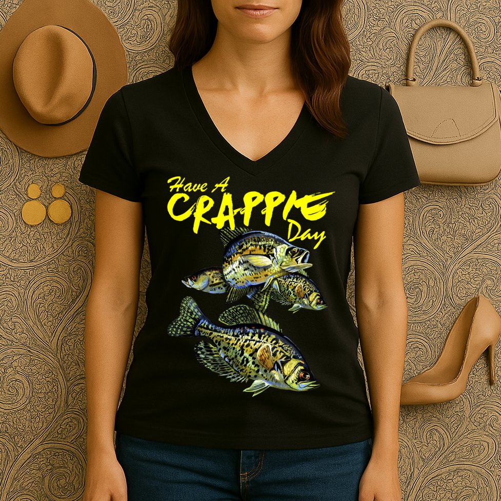 Have A Crappie Day Panfish Funny Fishing  Women's V-Neck T-Shirt