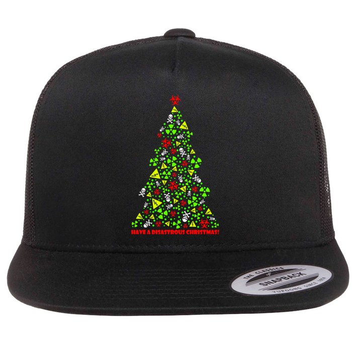 Have a Disastrous Christmas Bio Hazard Skull Flat Bill Trucker Hat
