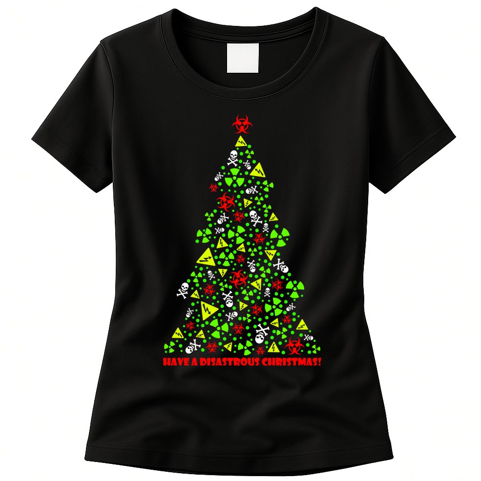 Have a Disastrous Christmas Bio Hazard Skull Womens T-Shirt