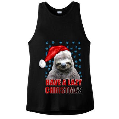 Have A Lazy Sloth Christmas Ladies PosiCharge Tri-Blend Wicking Tank