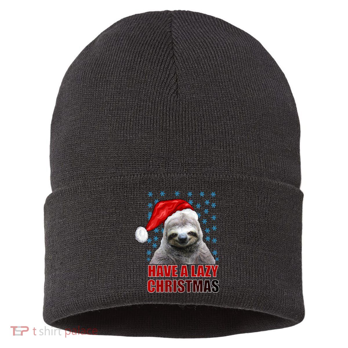 Have A Lazy Sloth Christmas Sustainable Knit Beanie