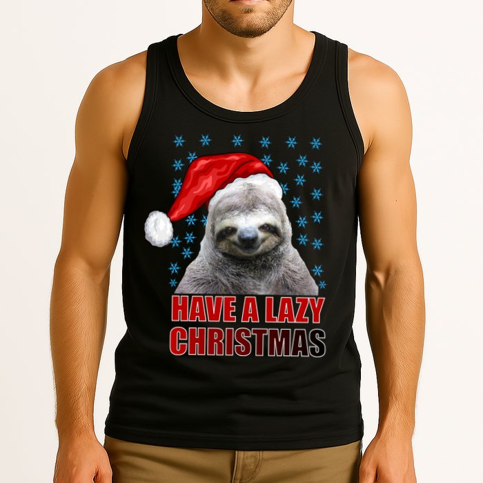 Have A Lazy Sloth Christmas Tank Top