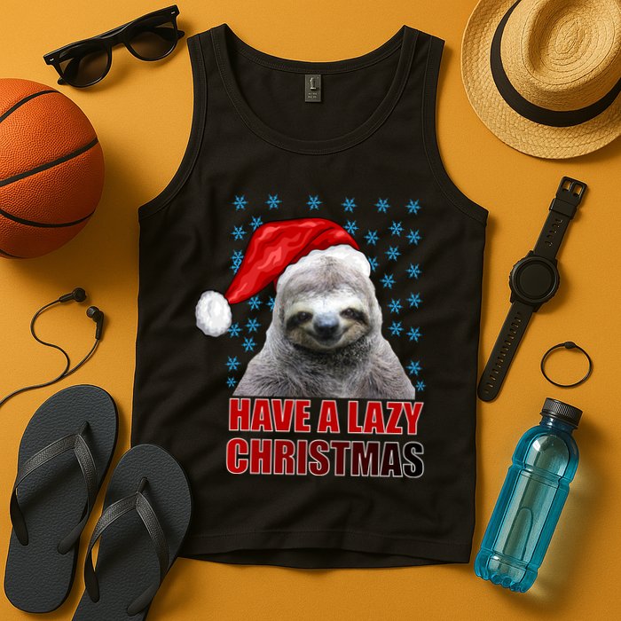 Have A Lazy Sloth Christmas Tank Top