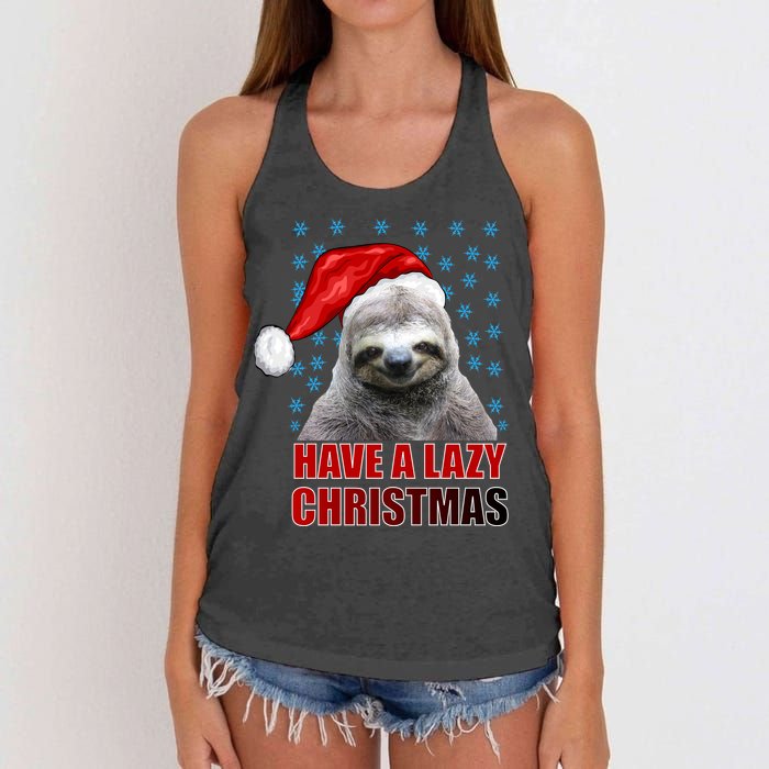 Have A Lazy Sloth Christmas Women's Knotted Racerback Tank