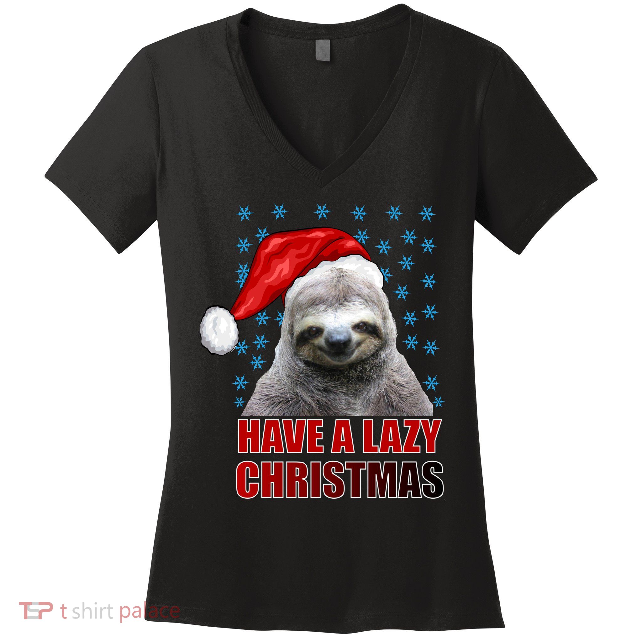 Have A Lazy Sloth Christmas Women's V-Neck T-Shirt