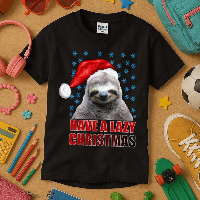 Have A Lazy Sloth Christmas Kids T-Shirt