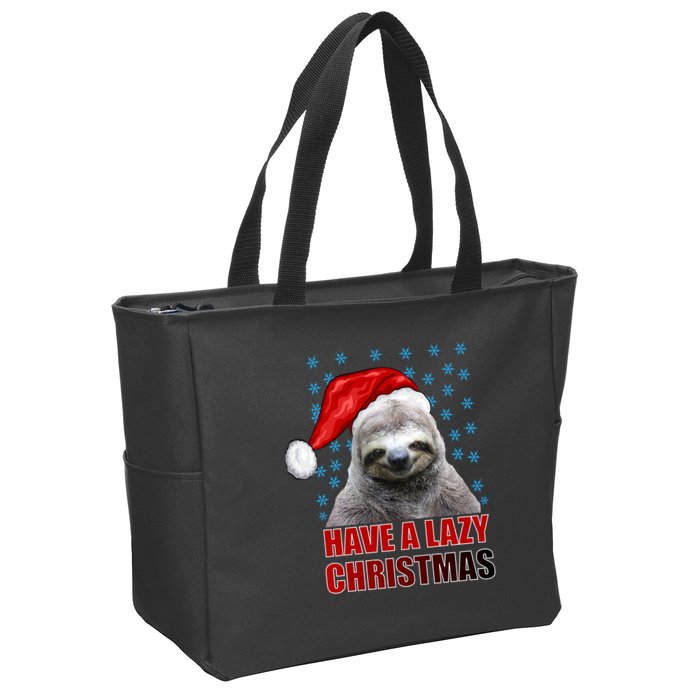 Have A Lazy Sloth Christmas Zip Tote Bag