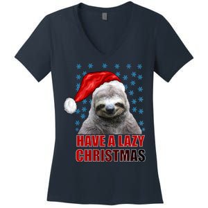 Have A Lazy Sloth Christmas Women's V-Neck T-Shirt