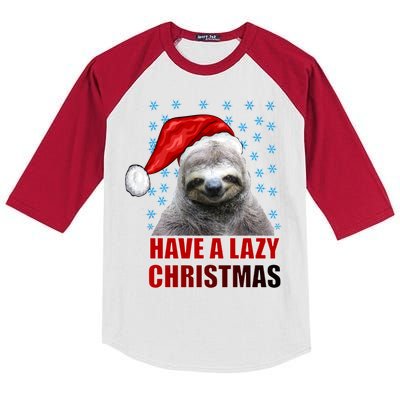 Have A Lazy Sloth Christmas Kids Colorblock Raglan Jersey