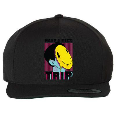 Have A Nice Trip Smiley Wool Snapback Cap
