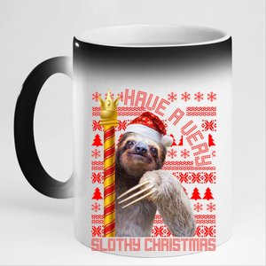 Have a Very Slothy Christmas Sloth Ugly Christmas 11oz Black Color Changing Mug