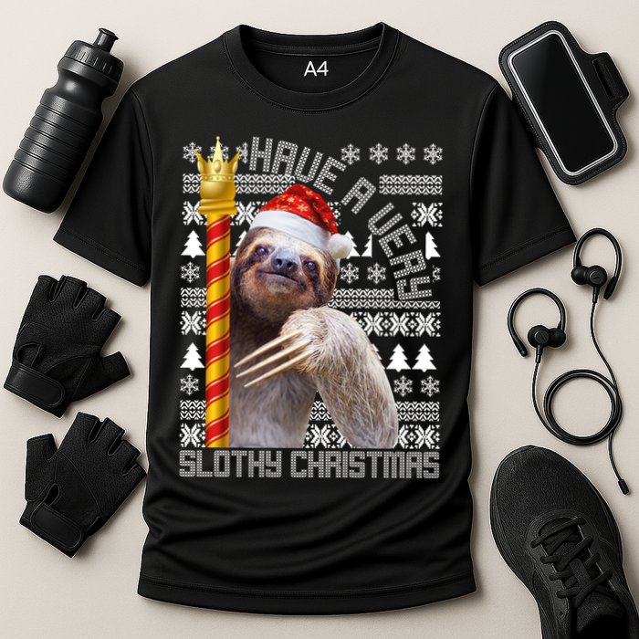 Have a Very Slothy Christmas Sloth Ugly Christmas Cooling Performance Crew T-Shirt