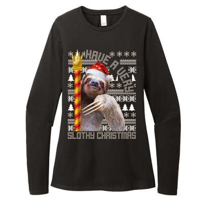 Have a Very Slothy Christmas Sloth Ugly Christmas Womens CVC Long Sleeve Shirt