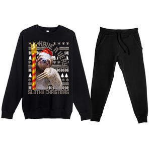 Have a Very Slothy Christmas Sloth Ugly Christmas Premium Crewneck Sweatsuit Set