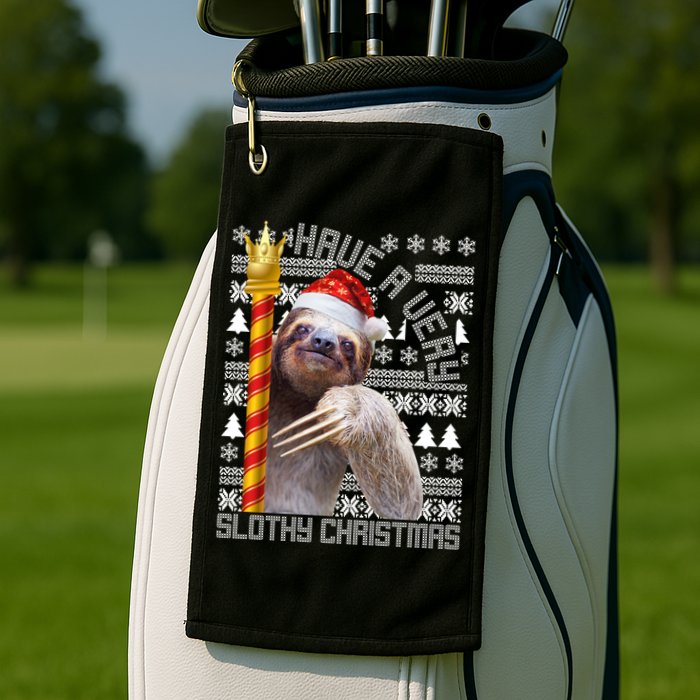 Have a Very Slothy Christmas Sloth Ugly Christmas Golf Towel