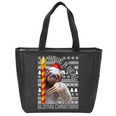 Have a Very Slothy Christmas Sloth Ugly Christmas Zip Tote Bag