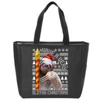 Have a Very Slothy Christmas Sloth Ugly Christmas Zip Tote Bag