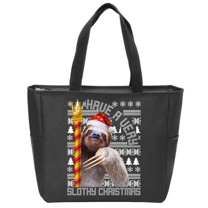 Have a Very Slothy Christmas Sloth Ugly Christmas Zip Tote Bag