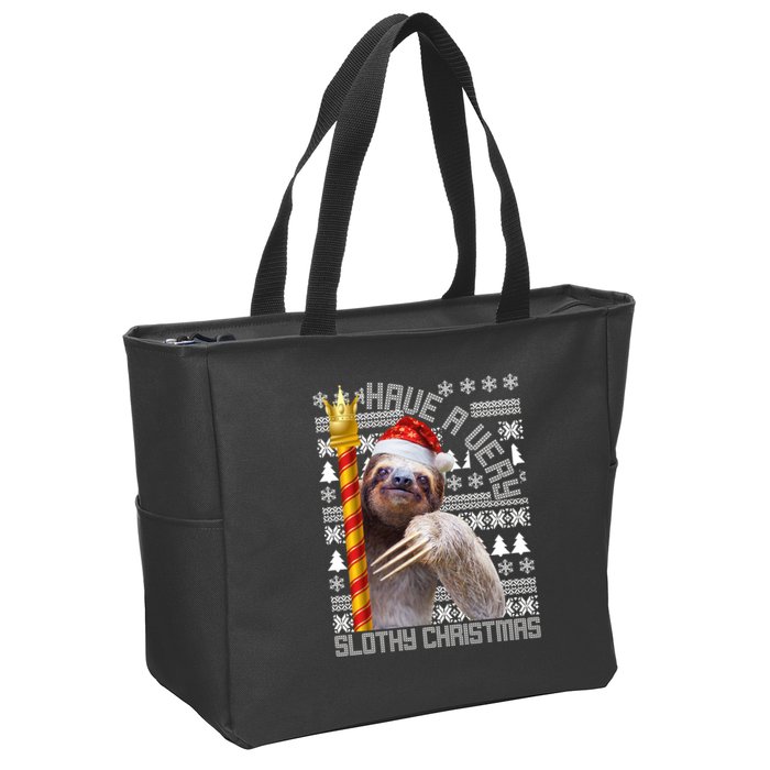 Have a Very Slothy Christmas Sloth Ugly Christmas Zip Tote Bag