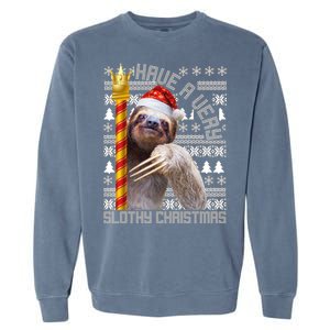 Have a Very Slothy Christmas Sloth Ugly Christmas Garment-Dyed Sweatshirt