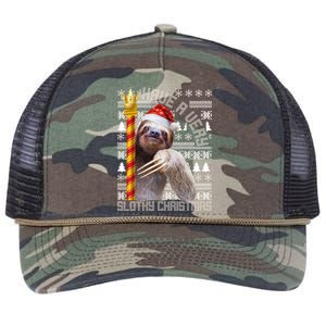 Have a Very Slothy Christmas Sloth Ugly Christmas Retro Rope Trucker Hat Cap