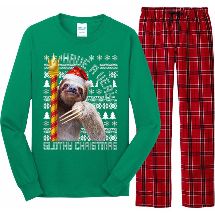 Have a Very Slothy Christmas Sloth Ugly Christmas Long Sleeve Pajama Set