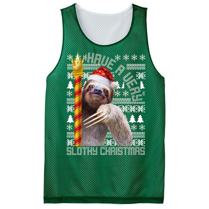 Have a Very Slothy Christmas Sloth Ugly Christmas Mesh Reversible Basketball Jersey Tank