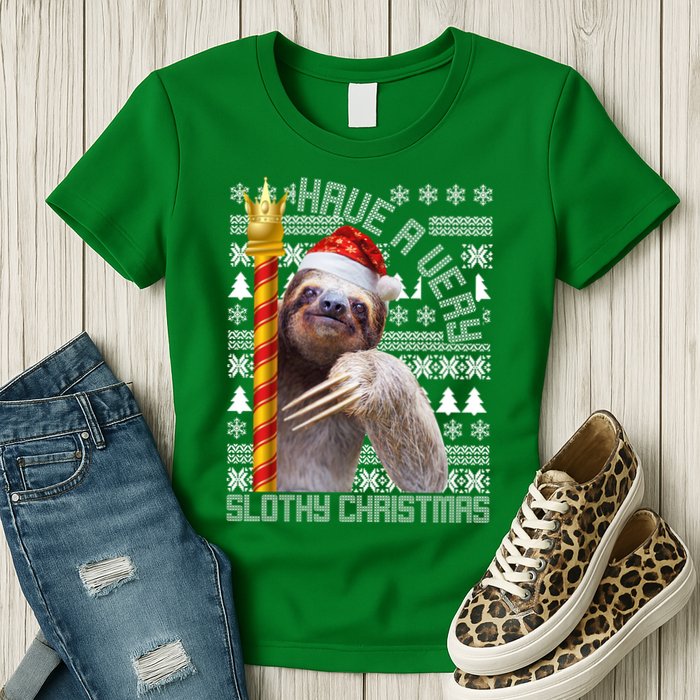 Have a Very Slothy Christmas Sloth Ugly Christmas Womens T-Shirt