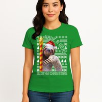 Have a Very Slothy Christmas Sloth Ugly Christmas Womens T-Shirt