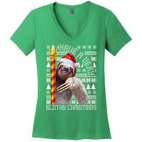 Have a Very Slothy Christmas Sloth Ugly Christmas Women's V-Neck T-Shirt