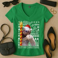 Have a Very Slothy Christmas Sloth Ugly Christmas Women's V-Neck T-Shirt