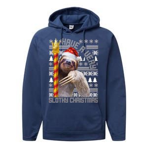 Have a Very Slothy Christmas Sloth Ugly Christmas Performance Fleece Hoodie